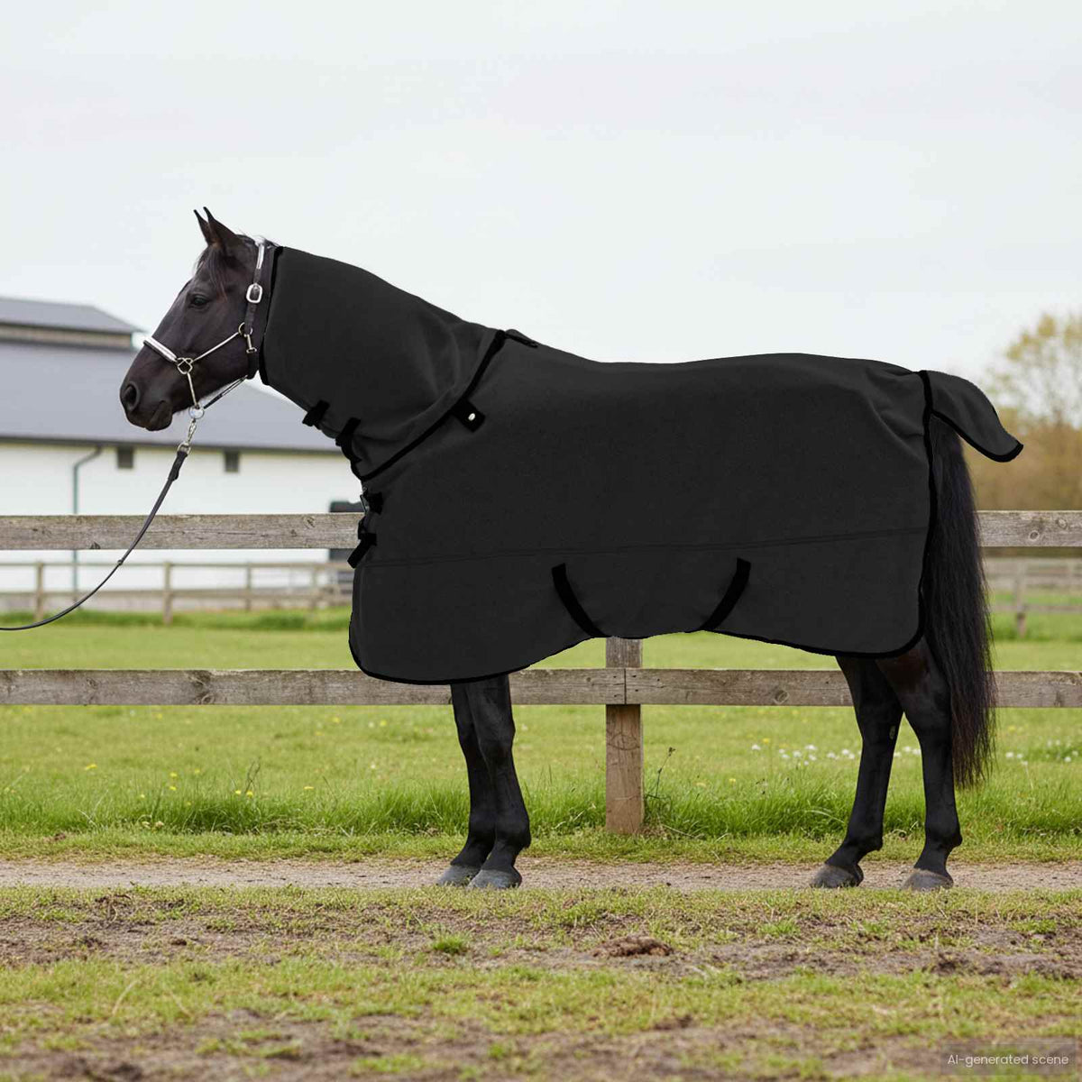 Hestetæppe Sort 145 cm Polyester Fleece