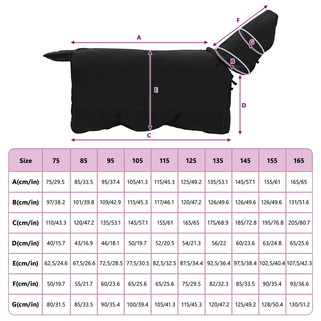 Hestetæppe Sort 145 cm Polyester Fleece