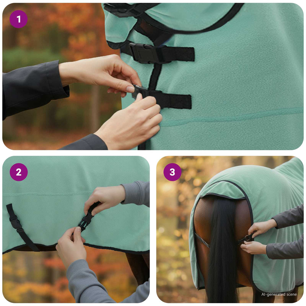 Hestetæppe Speciel grøn 165 cm Polyester Fleece