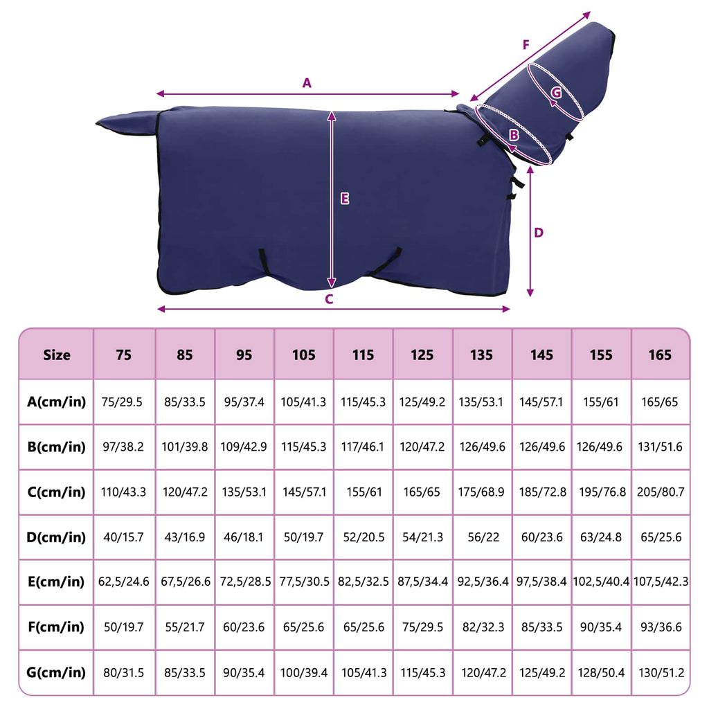 Hestetæppe Mørkeblå 75 cm Polyester Fleece