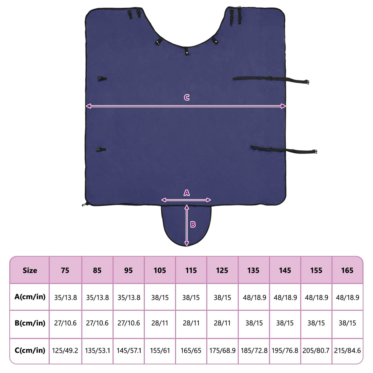 Hestetæppe Mørkeblå 105 cm Polyester Fleece