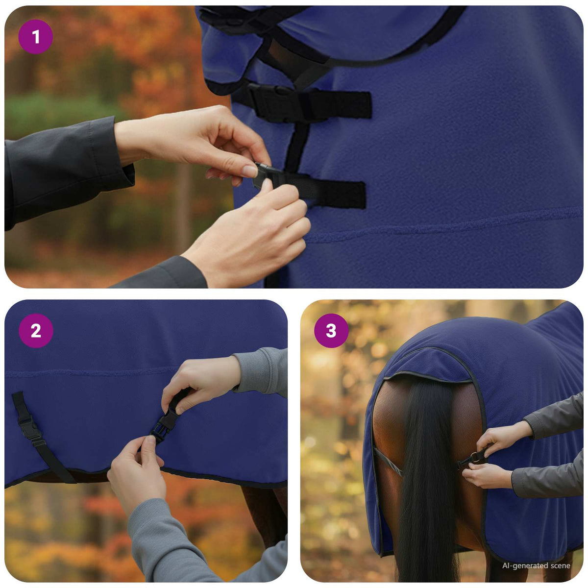 Hestetæppe Mørkeblå 125 cm Polyester Fleece