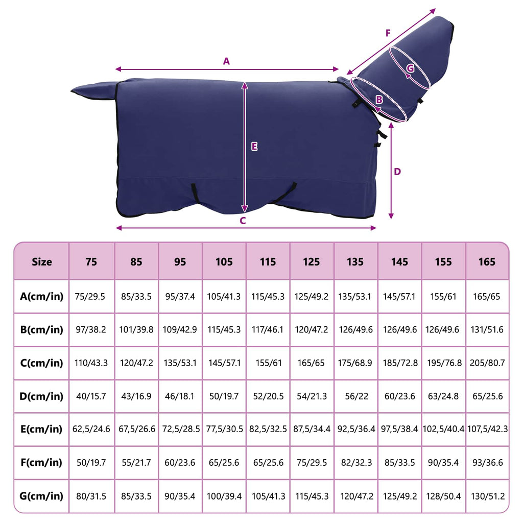 Hestetæppe Mørkeblå 135 cm Polyester Fleece