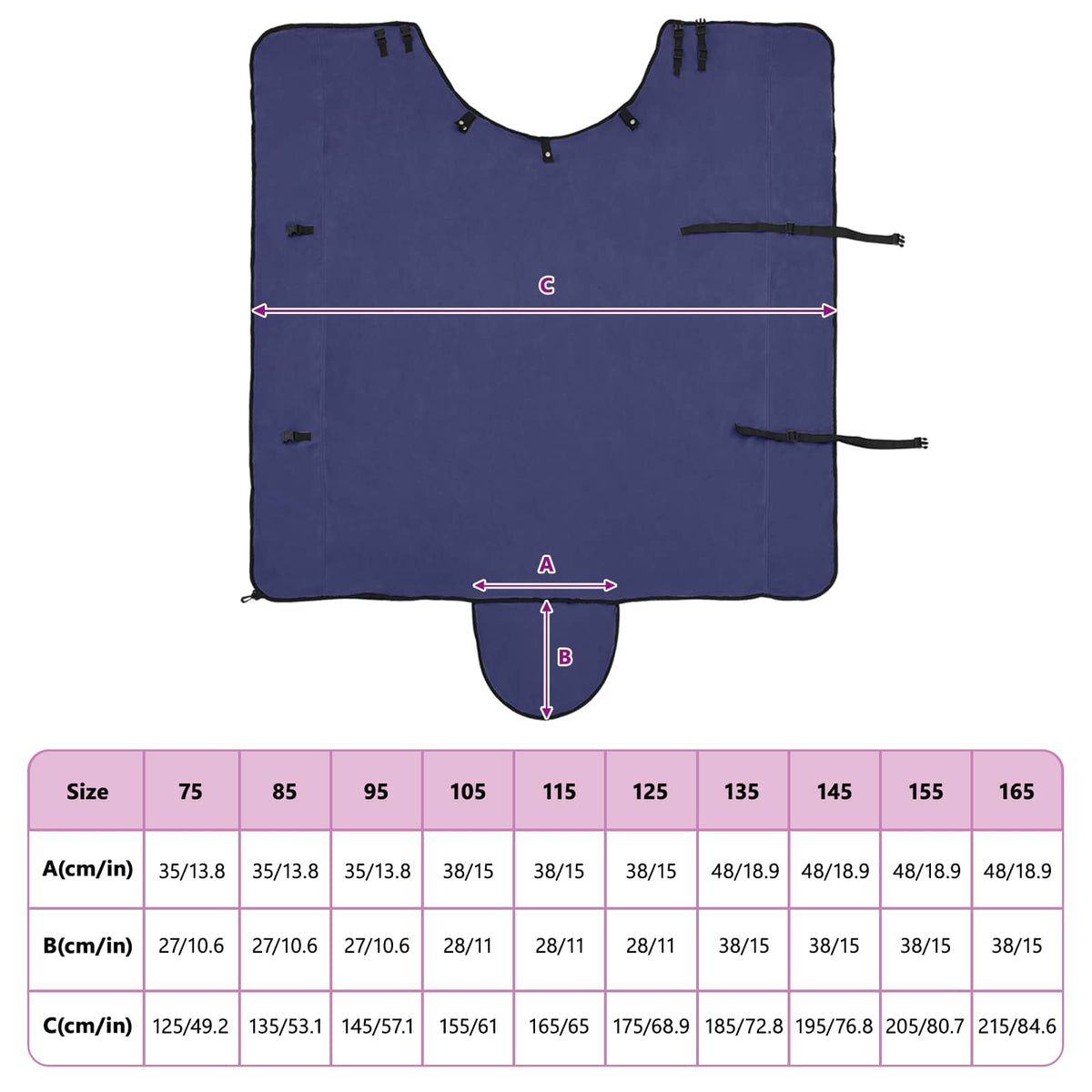 Hestetæppe Mørkeblå 135 cm Polyester Fleece