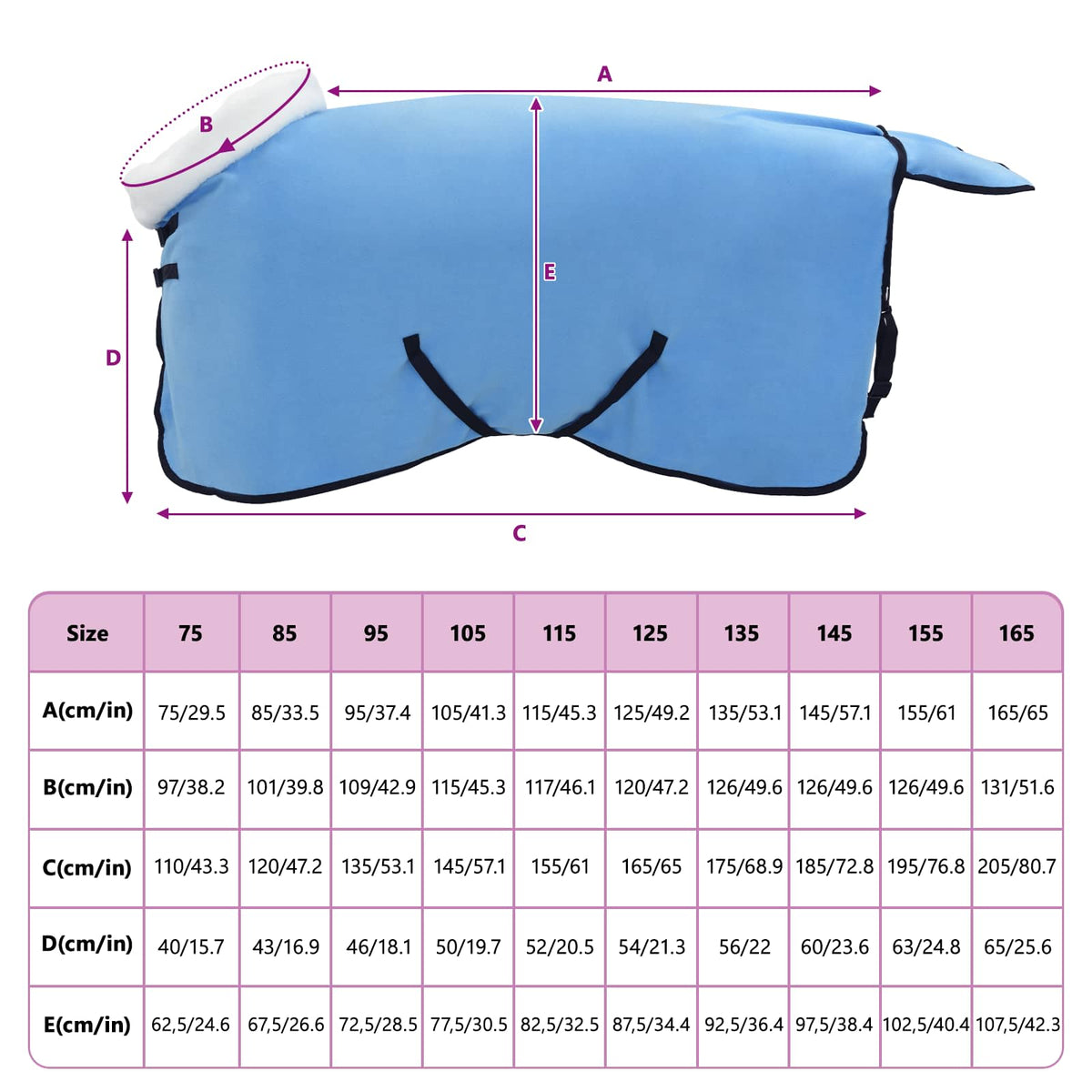 Hestetæppe Akvamarinblå 95 cm Polar fleece