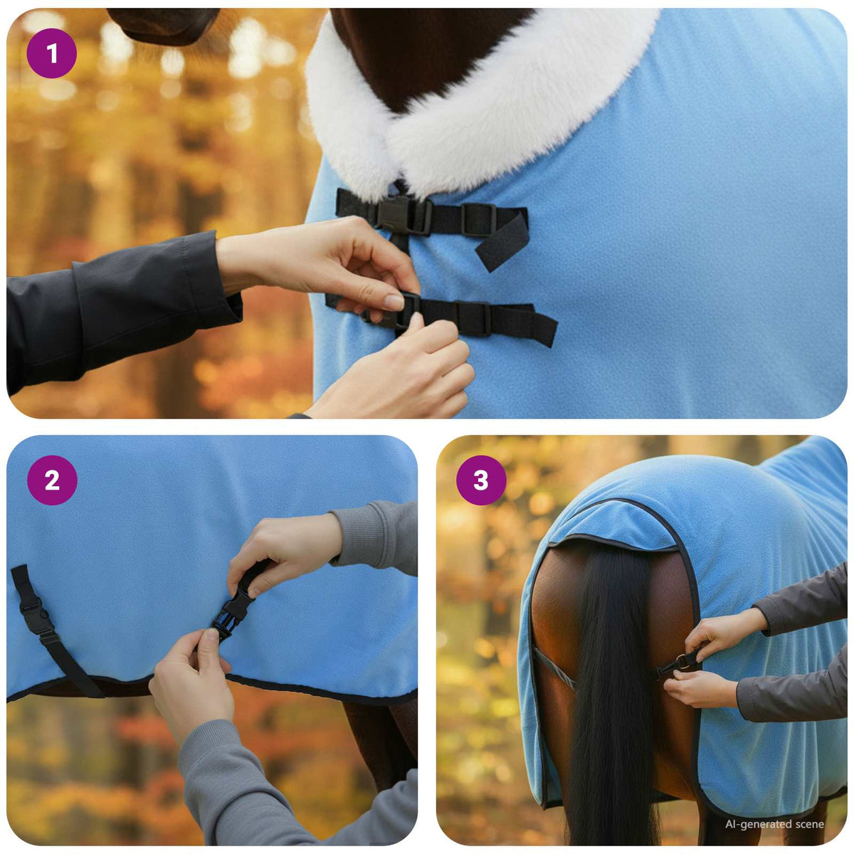 Hestetæppe Akvamarinblå 105 cm Polar fleece