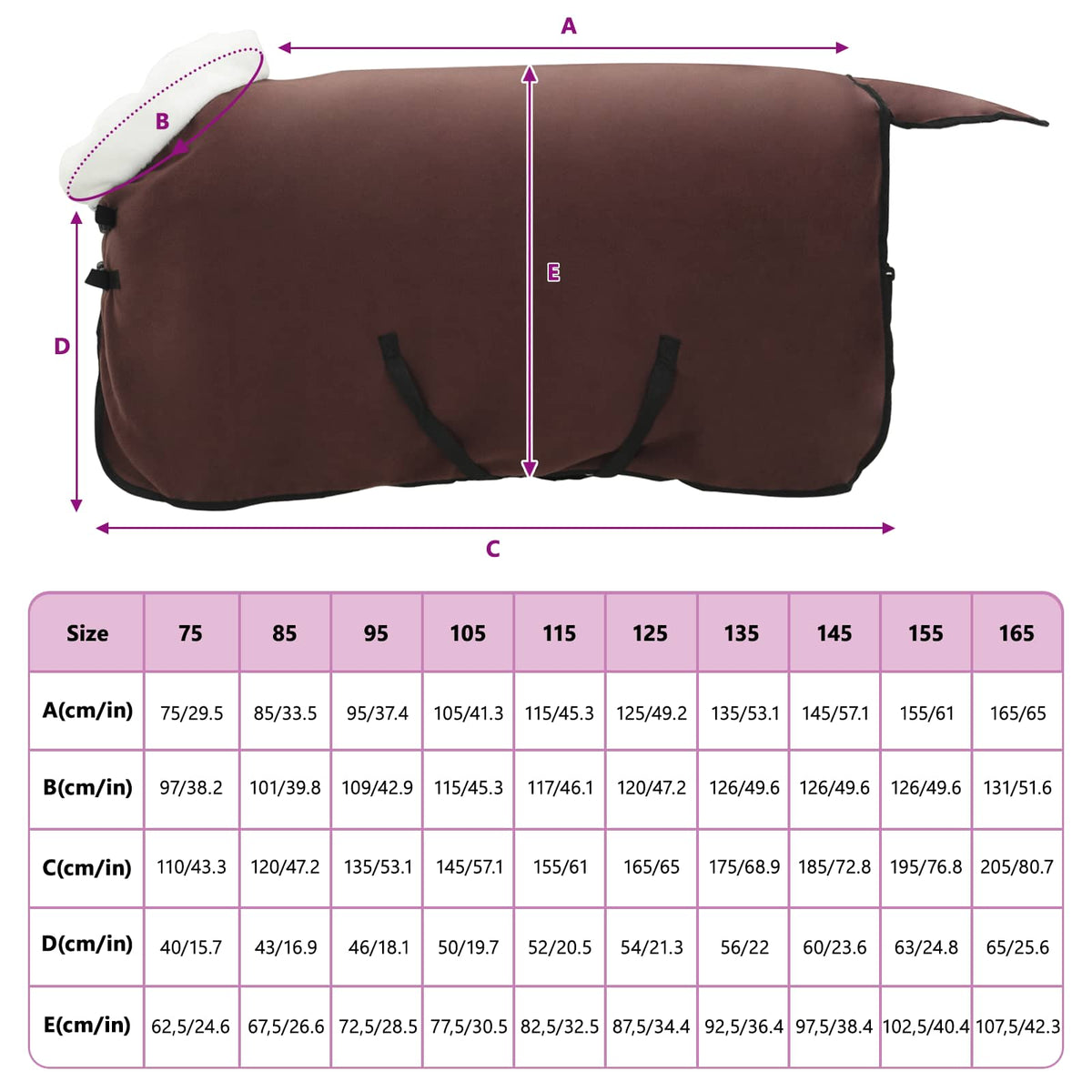 Hestetæppe Mørk Brun 85 cm Polar fleece