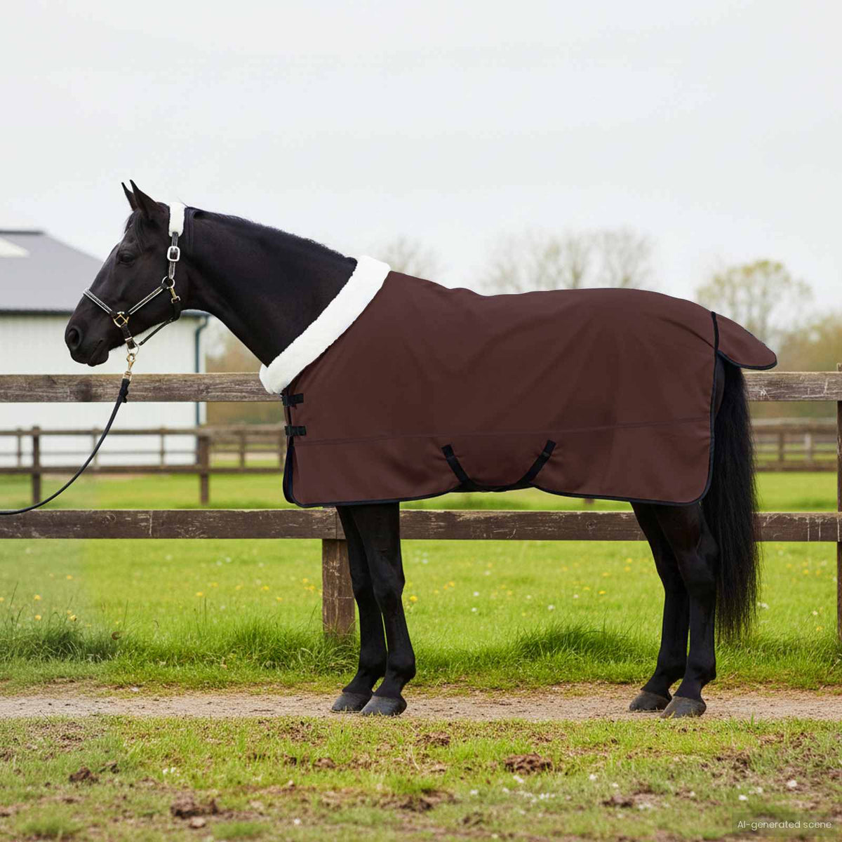 Hestetæppe Mørk Brun 155 cm Polar fleece