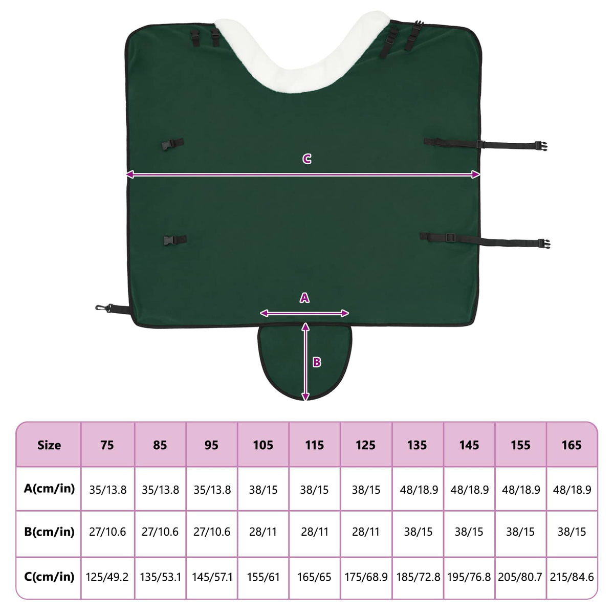 Hestetæppe Mørkegrøn 75 cm Polar fleece
