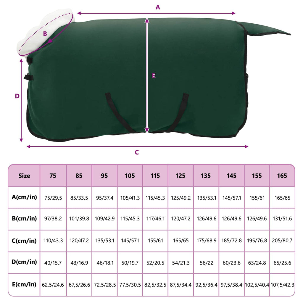 Hestetæppe Mørkegrøn 85 cm Polar fleece
