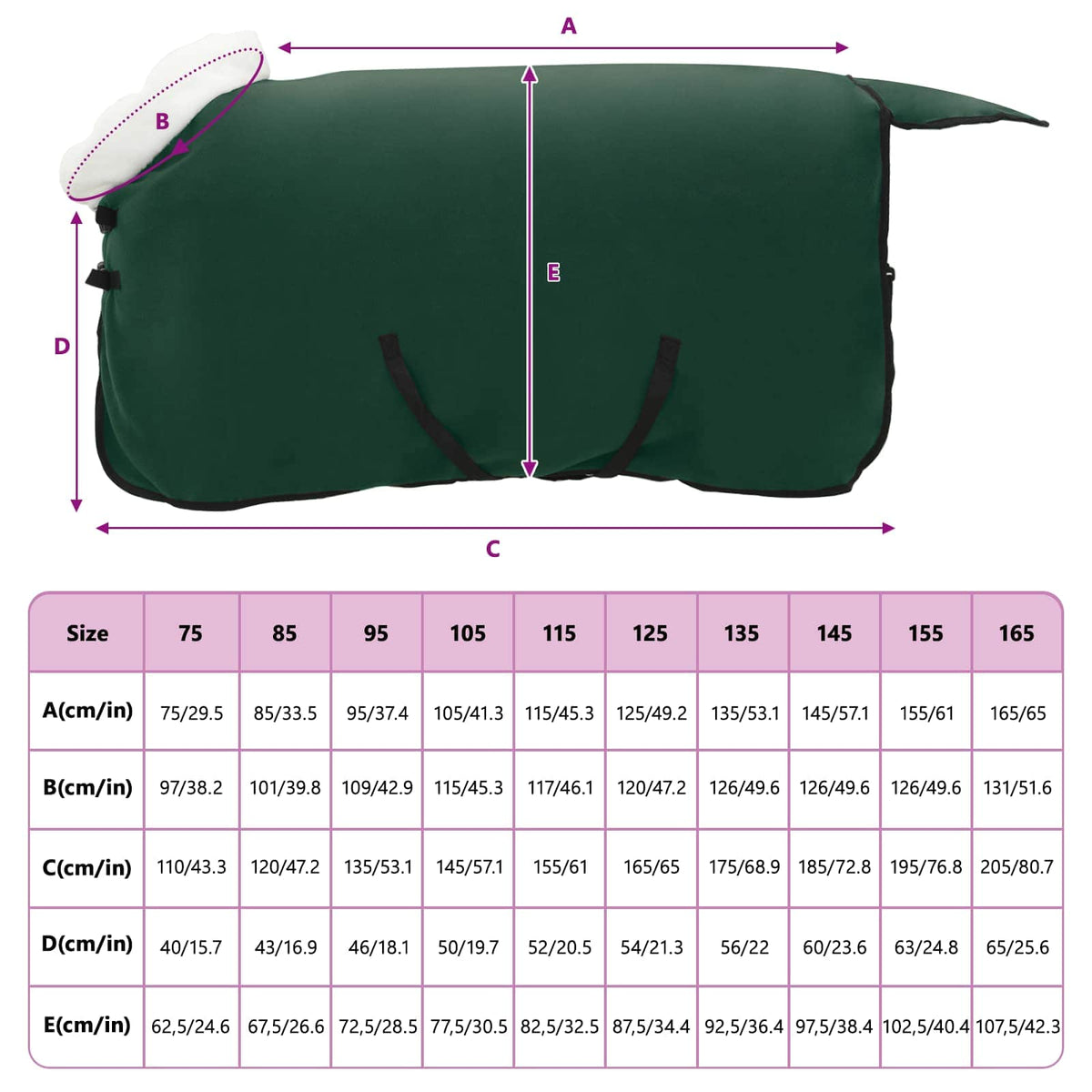 Hestetæppe Mørkegrøn 85 cm Polar fleece