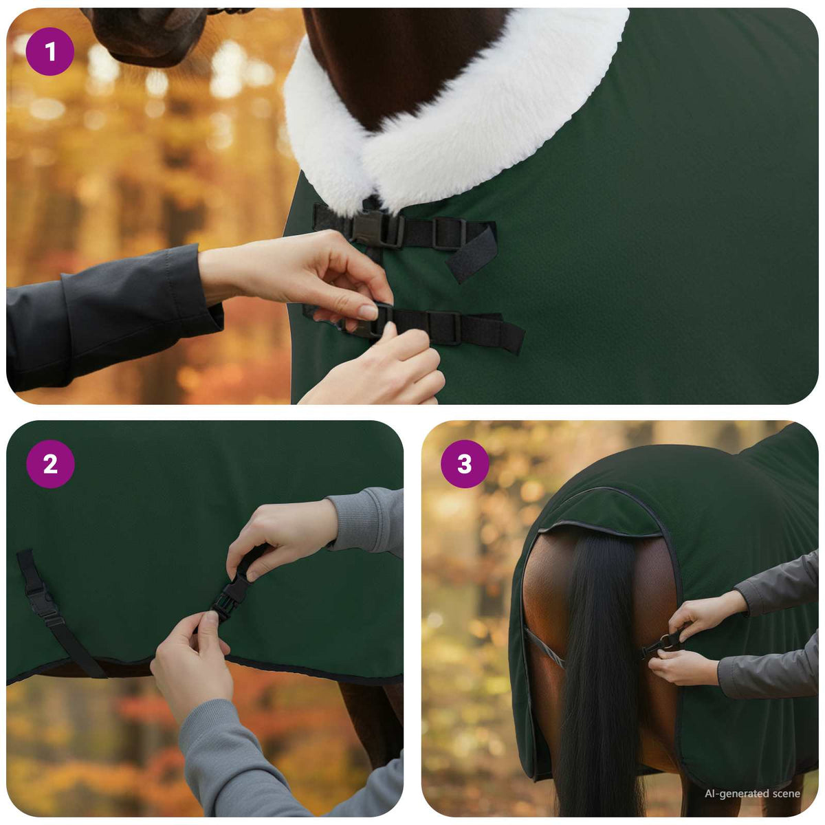 Hestetæppe Mørkegrøn 95 cm Polar fleece