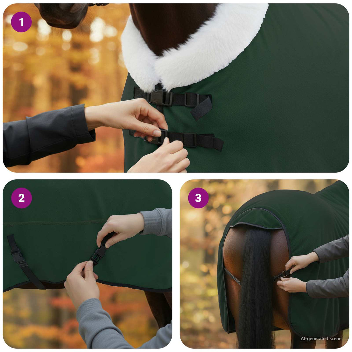 Hestetæppe Mørkegrøn 145 cm Polar fleece