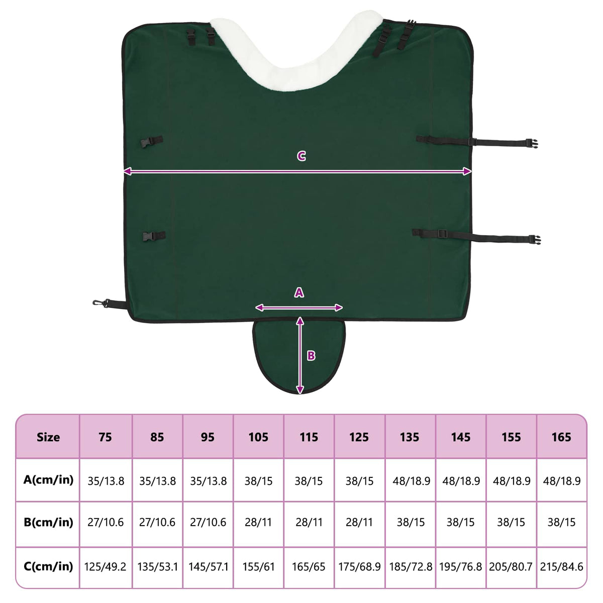 Hestetæppe Mørkegrøn 145 cm Polar fleece