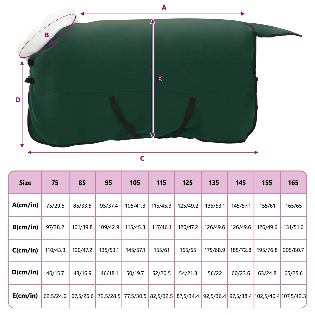 Hestetæppe Mørkegrøn 165 cm Polar fleece