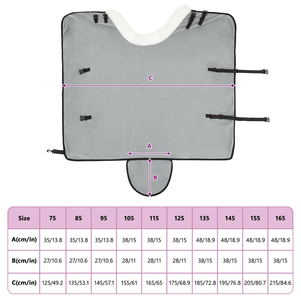 Hestetæppe Lysegrå 115 cm Polar fleece