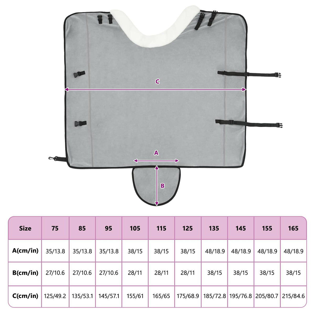 Hestetæppe Lysegrå 155 cm Polar fleece