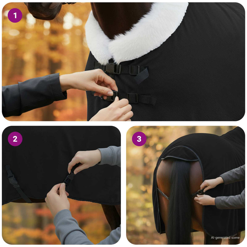 Hestetæppe Sort 85 cm Polar fleece