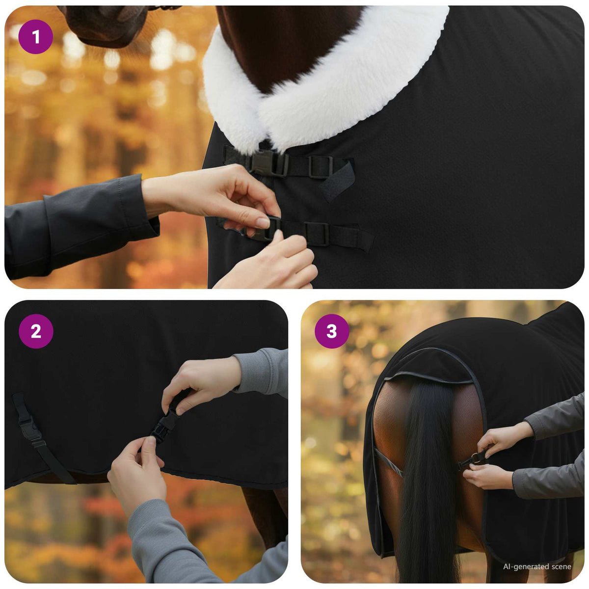 Hestetæppe Sort 85 cm Polar fleece