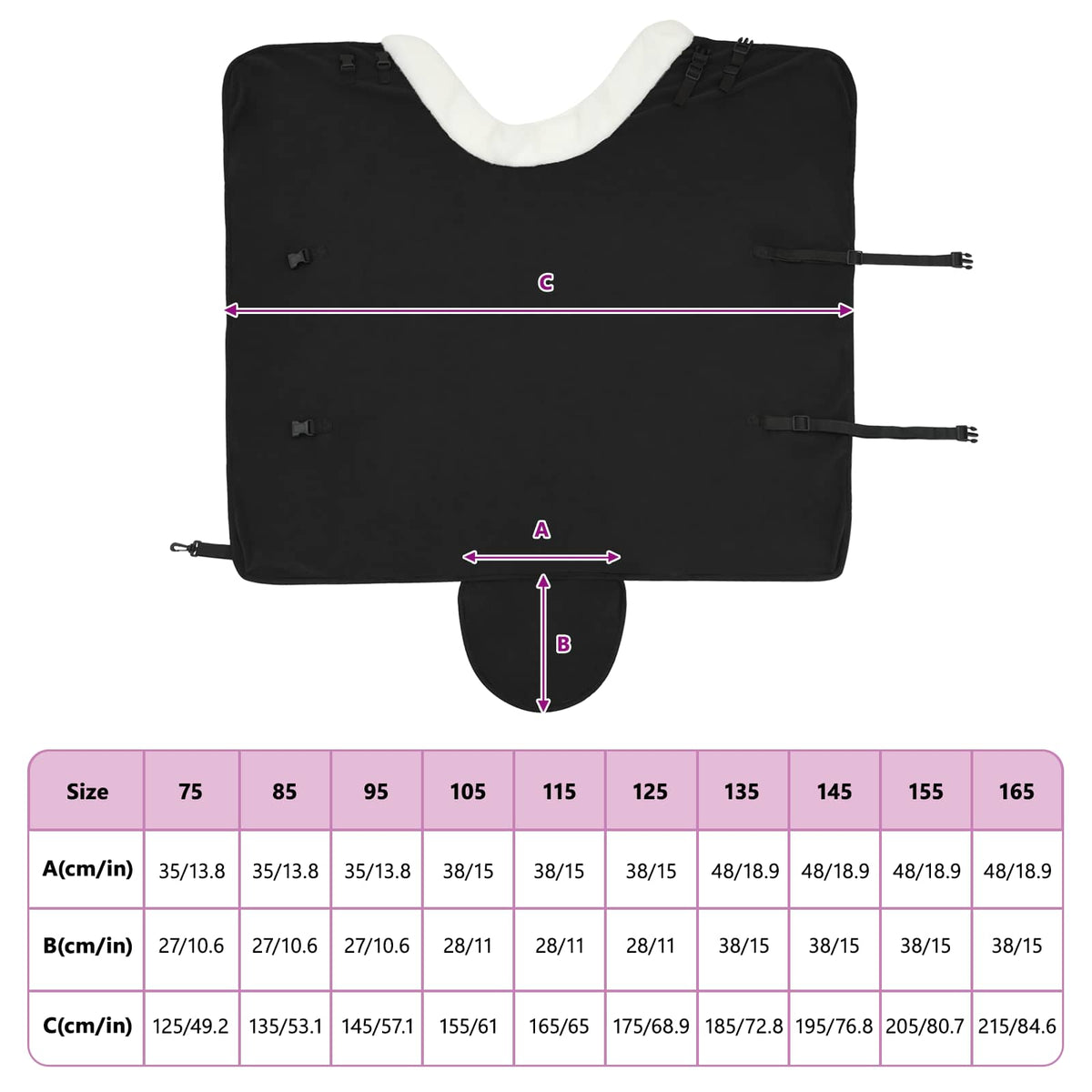 Hestetæppe Sort 85 cm Polar fleece
