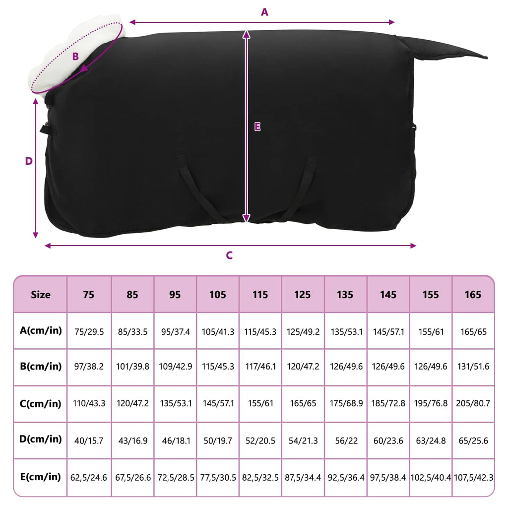 Hestetæppe Sort 95 cm Polar fleece