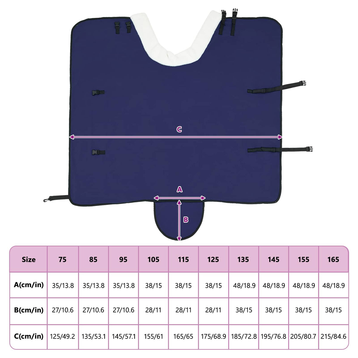 Hestetæppe Mørkeblå 75 cm Polar fleece