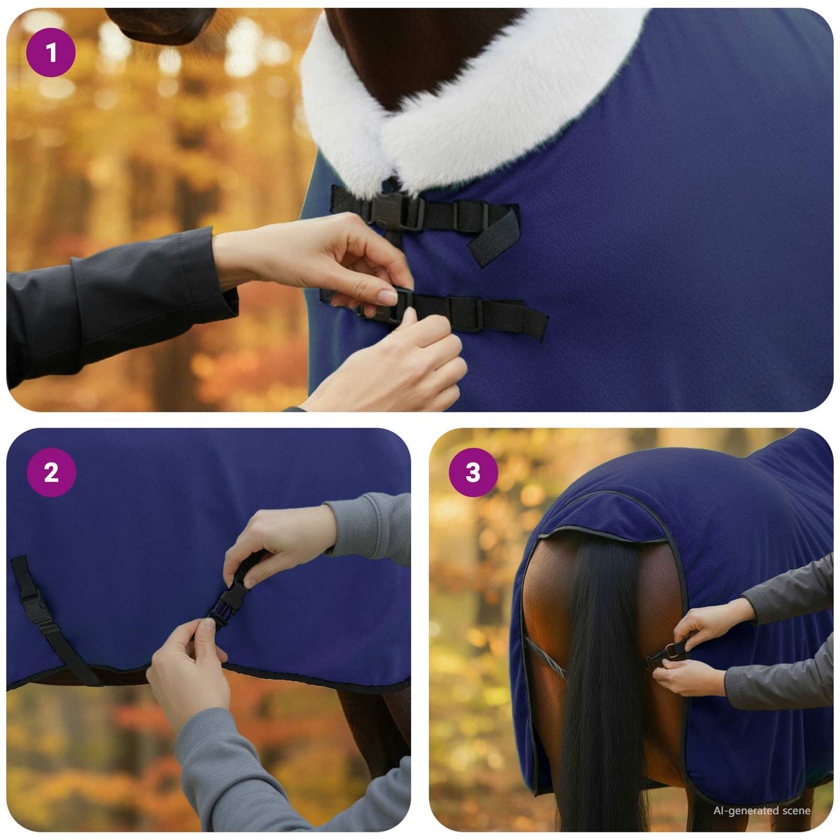 Hestetæppe Mørkeblå 95 cm Polar fleece