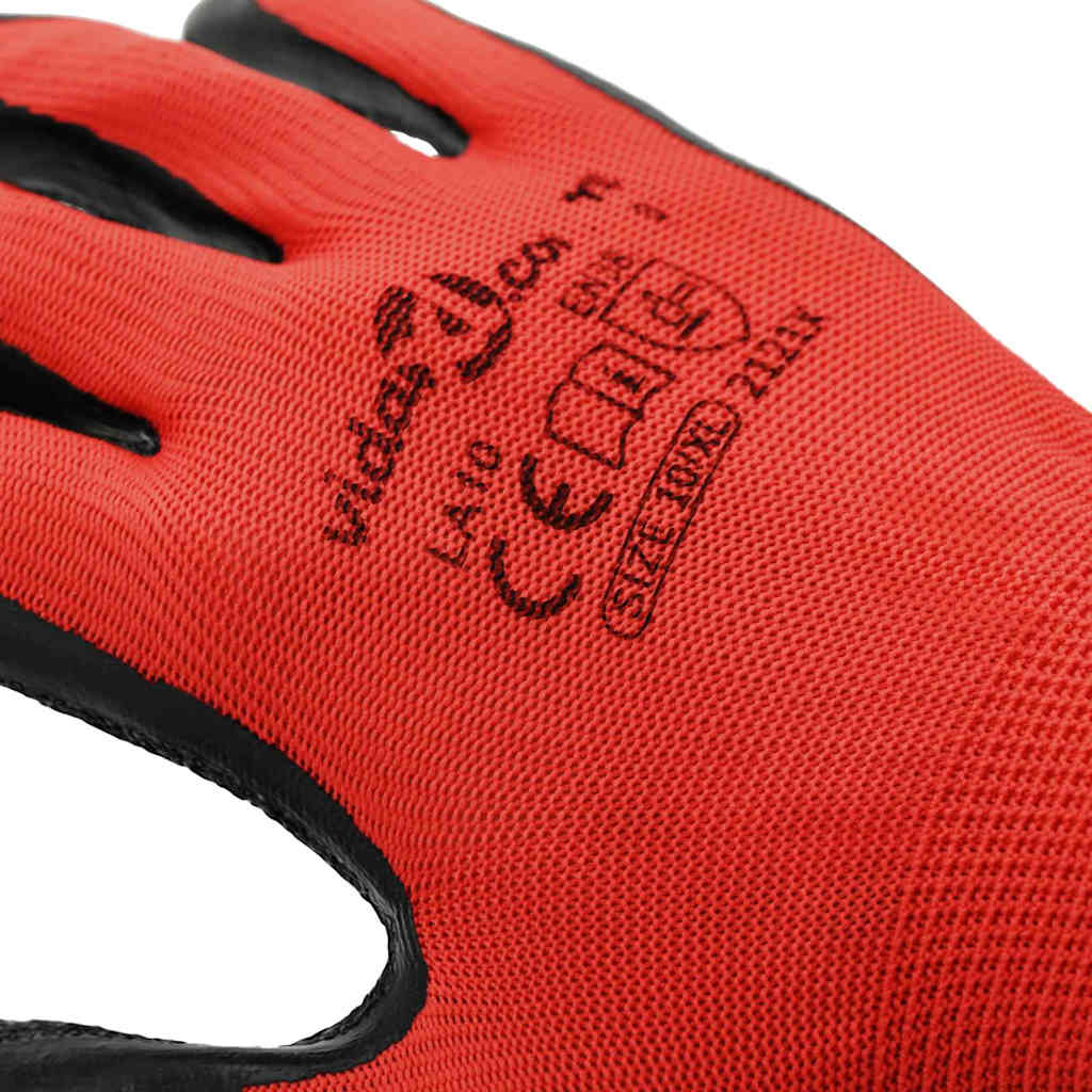 Arbejds handsker 24 stk. Rød og Sort 10 / xl Latexbelægning