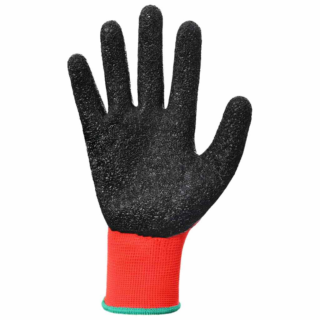 Arbejds handsker 12 stk. Rød og Sort 11 / XXL Latexbelægning