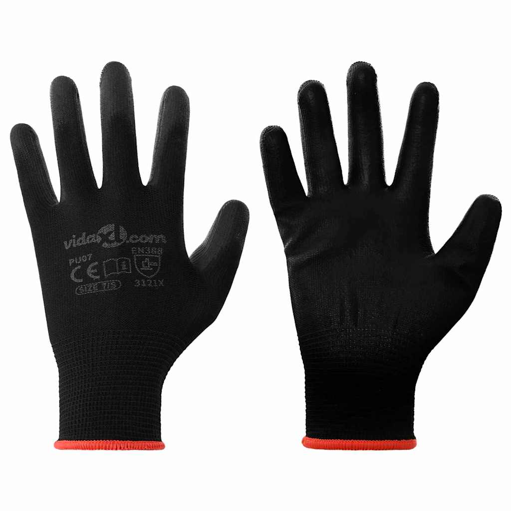 Arbejds handsker 24 stk. Sort 7 / S Polyester