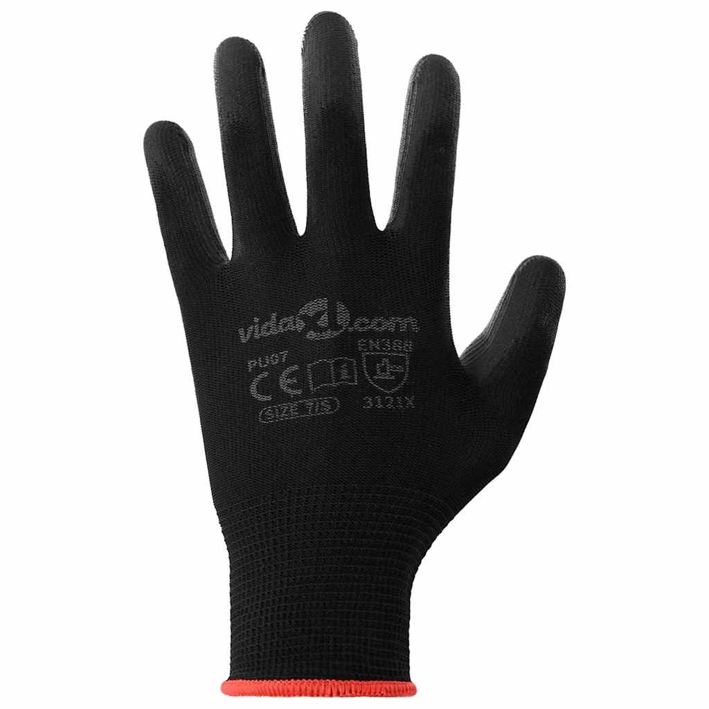 Arbejds handsker 24 stk. Sort 7 / S Polyester