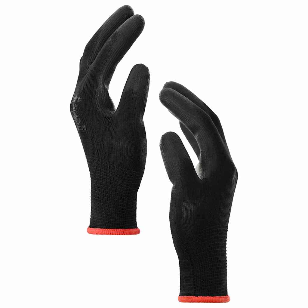 Arbejds handsker 24 stk. Sort 7 / S Polyester
