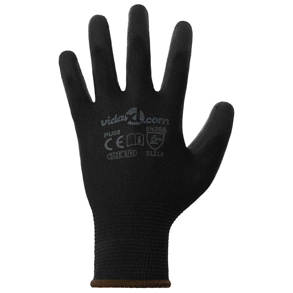 Arbejds handsker 12 stk. Sort 8 / m Polyester