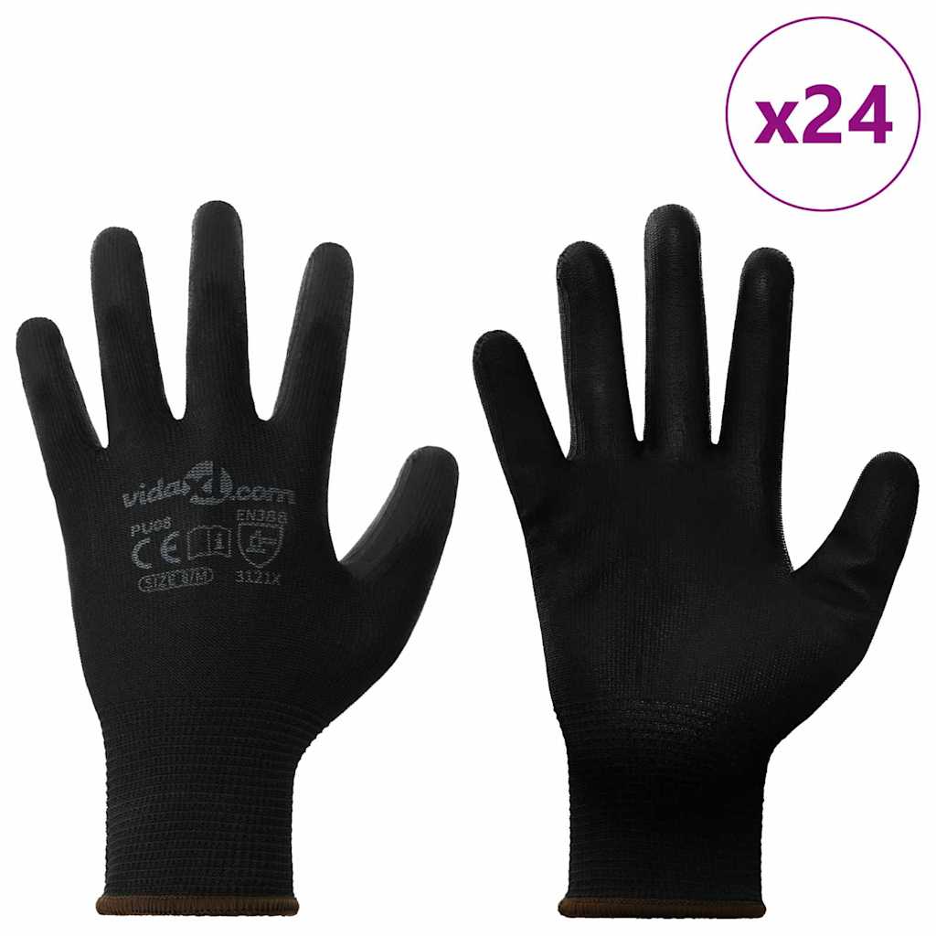 Arbejds handsker 24 stk. Sort 8 / m Polyester