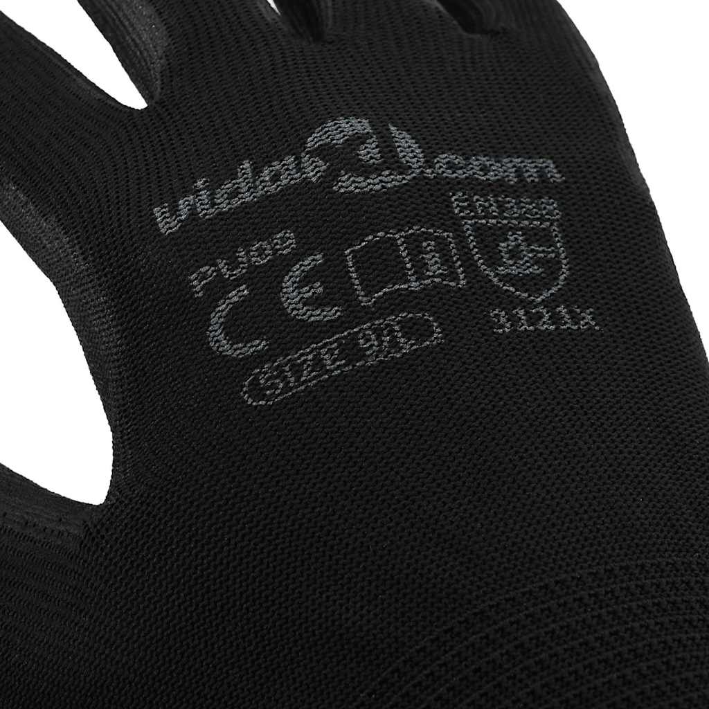 Arbejds handsker 12 stk. Sort 9 / l Polyester
