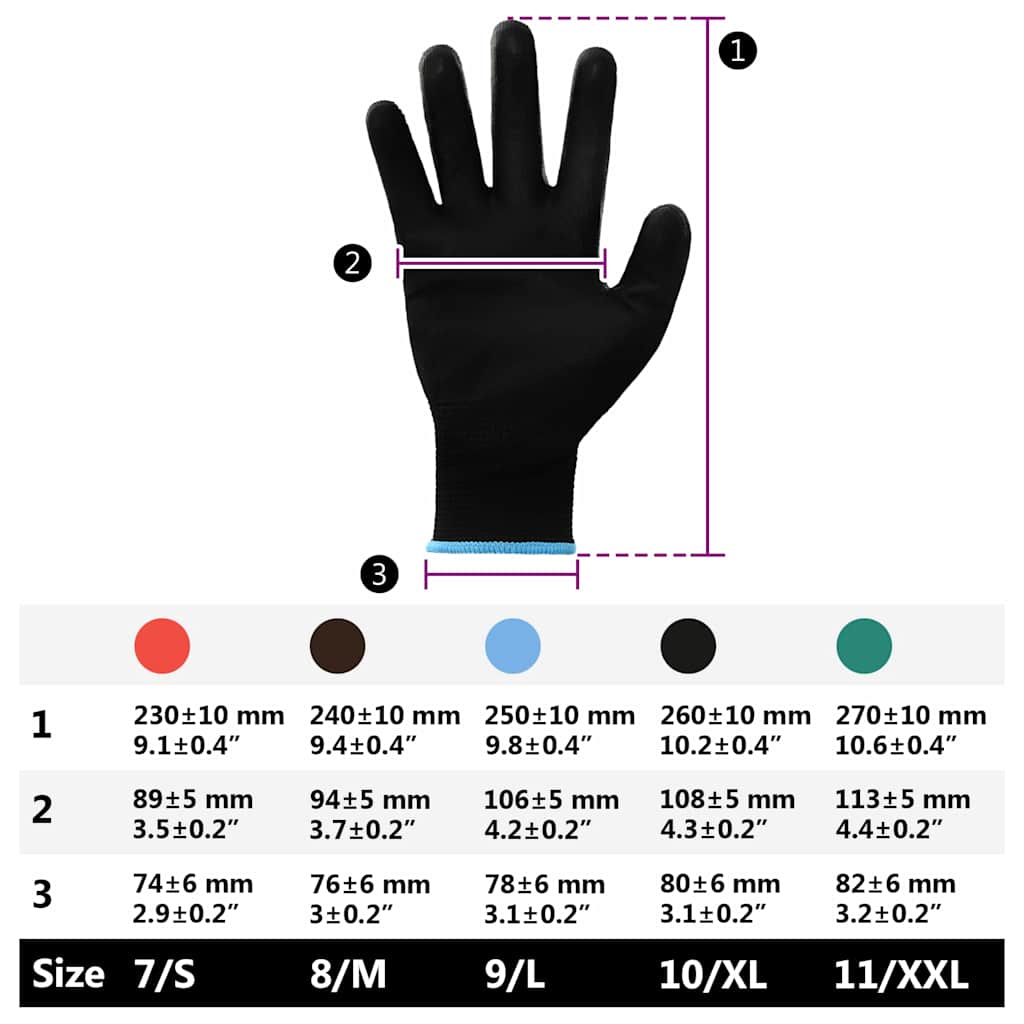 Arbejds handsker 12 stk. Sort 9 / l Polyester
