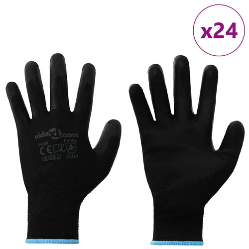 Arbejds handsker 24 stk. Sort 9 / l Polyester