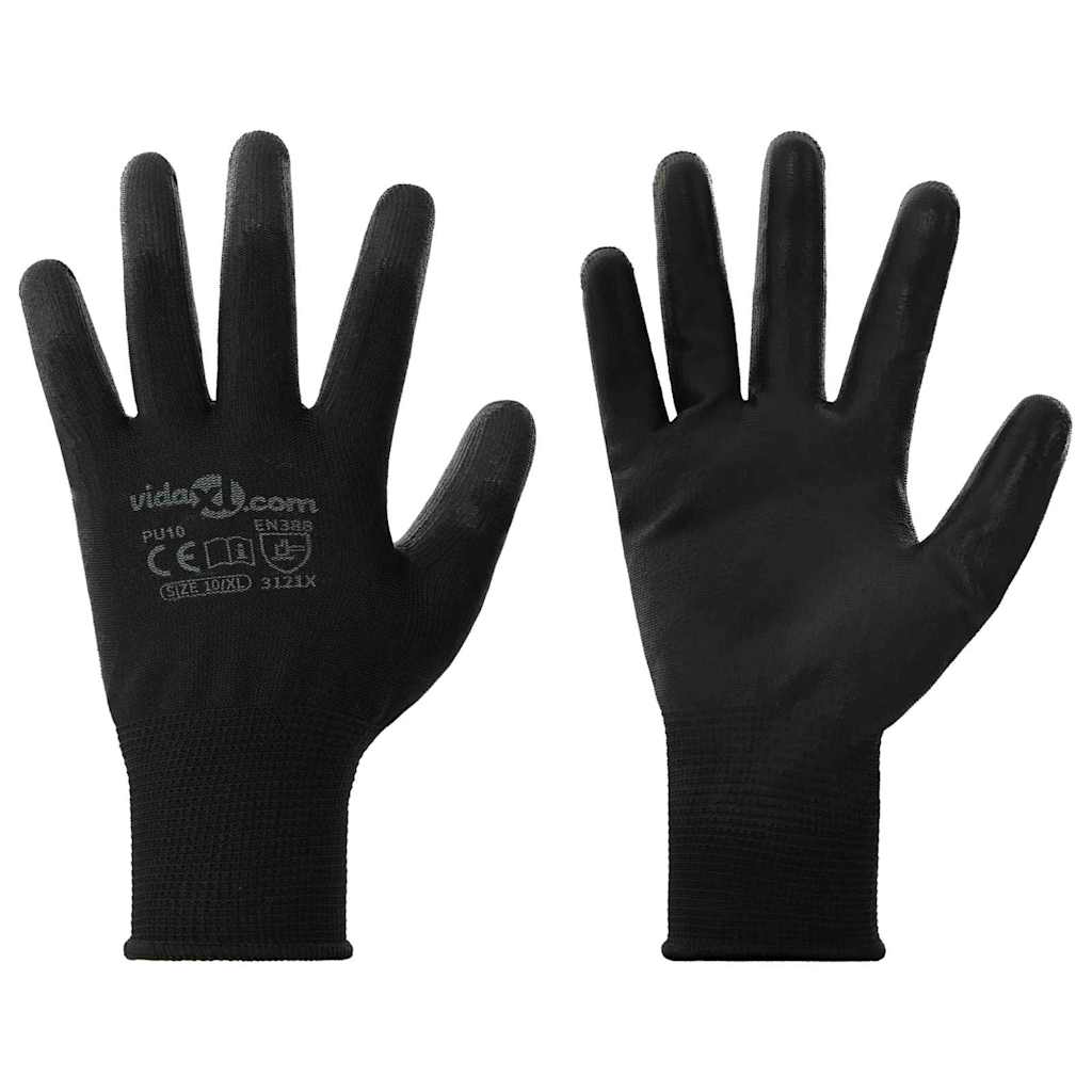 Arbejds handsker 24 stk. Sort 10 / xl Polyester