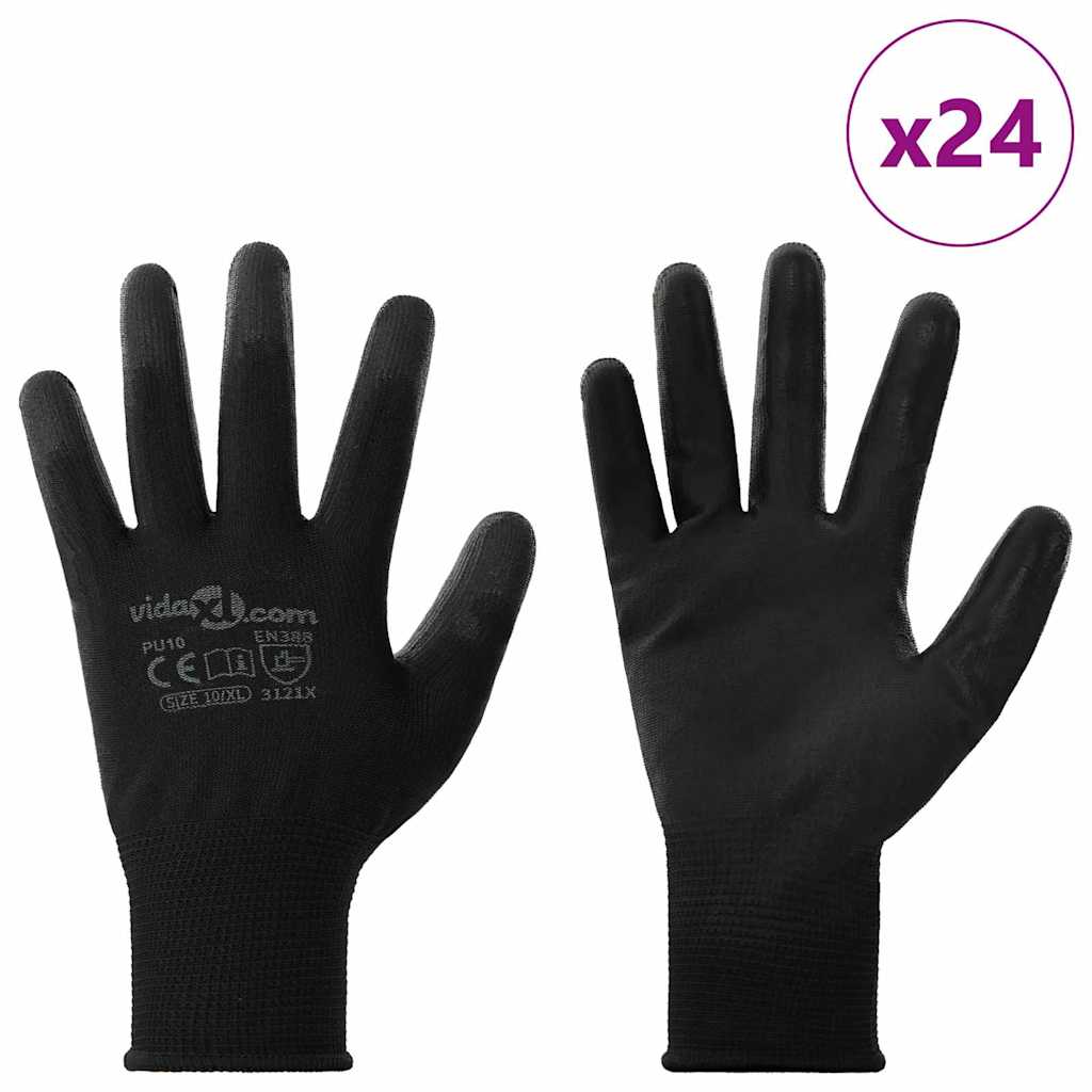 Arbejds handsker 24 stk. Sort 10 / xl Polyester