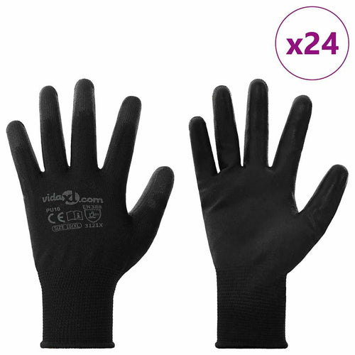 Arbejds handsker 24 stk. Sort 10 / xl Polyester
