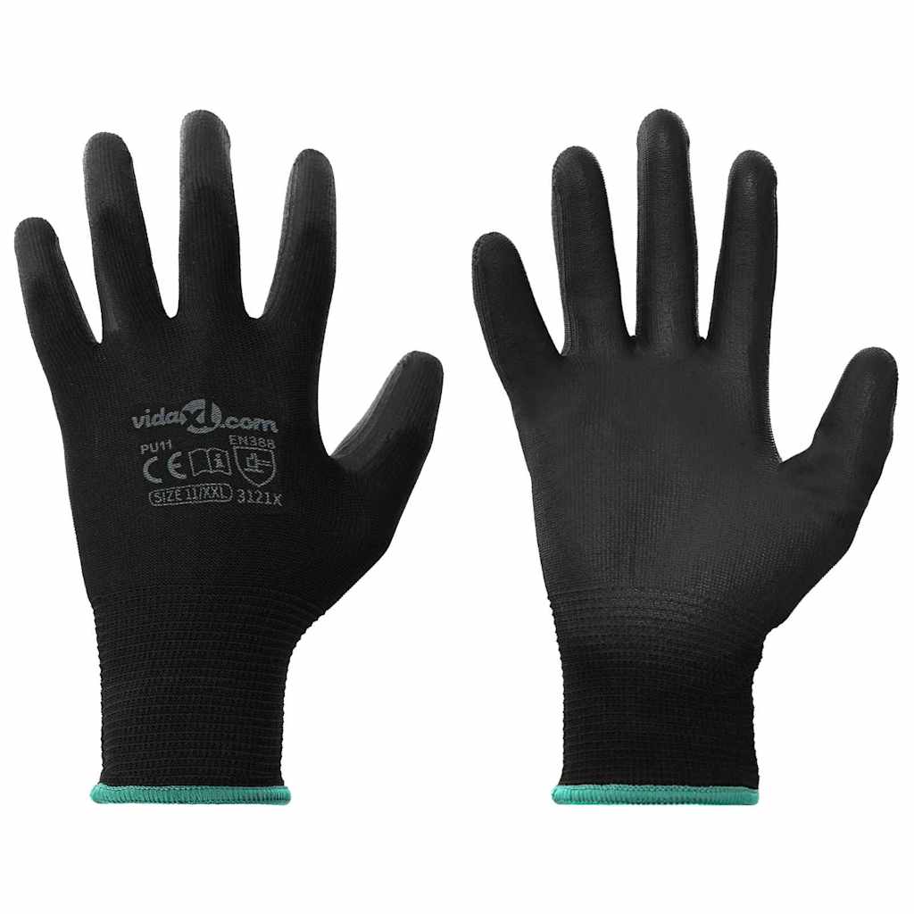 Arbejds handsker 24 stk. Sort 11 / XXL Polyester