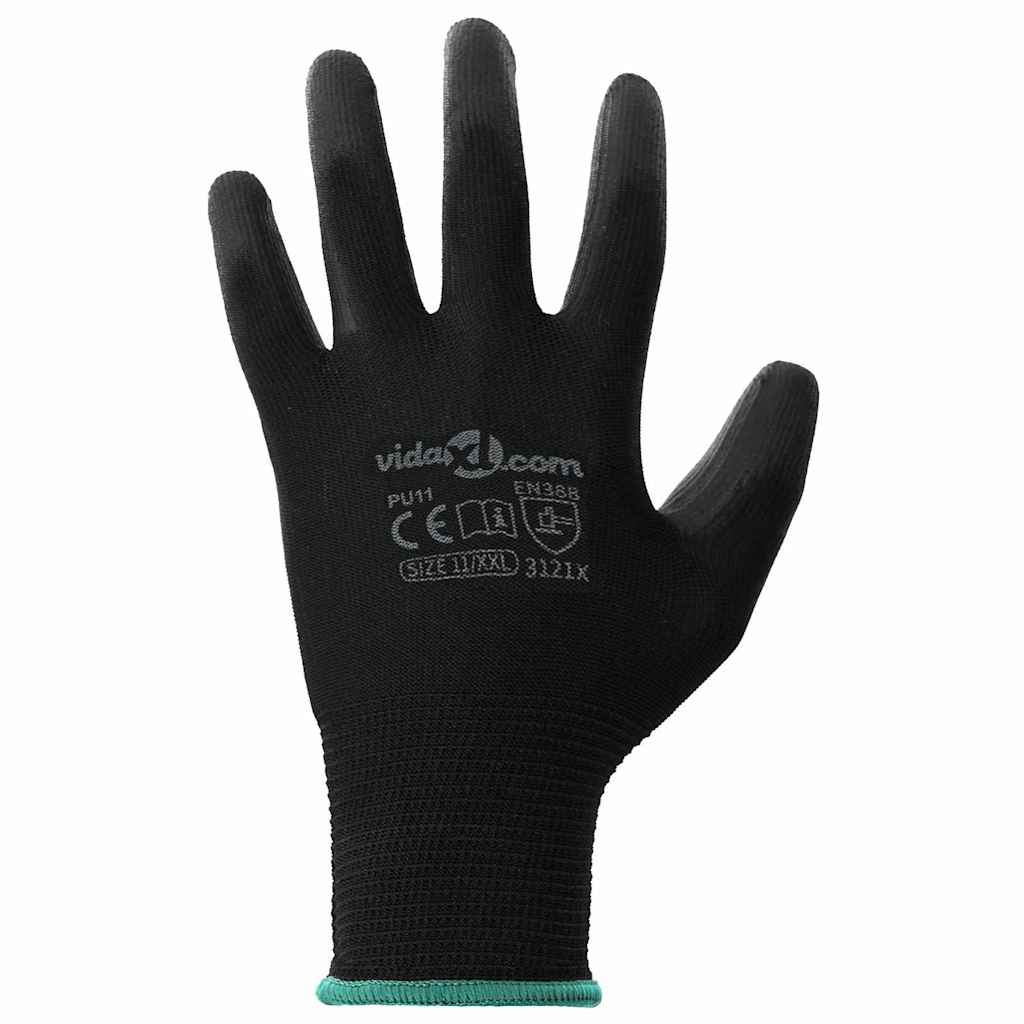 Arbejds handsker 24 stk. Sort 11 / XXL Polyester