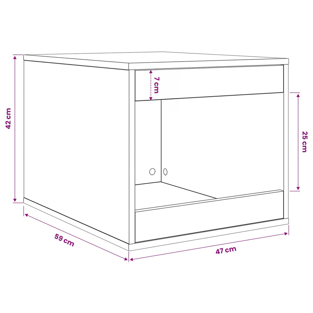 Kattekasse indhegning Sort eg 47 x 59 x 42 cm Konstrueret træ