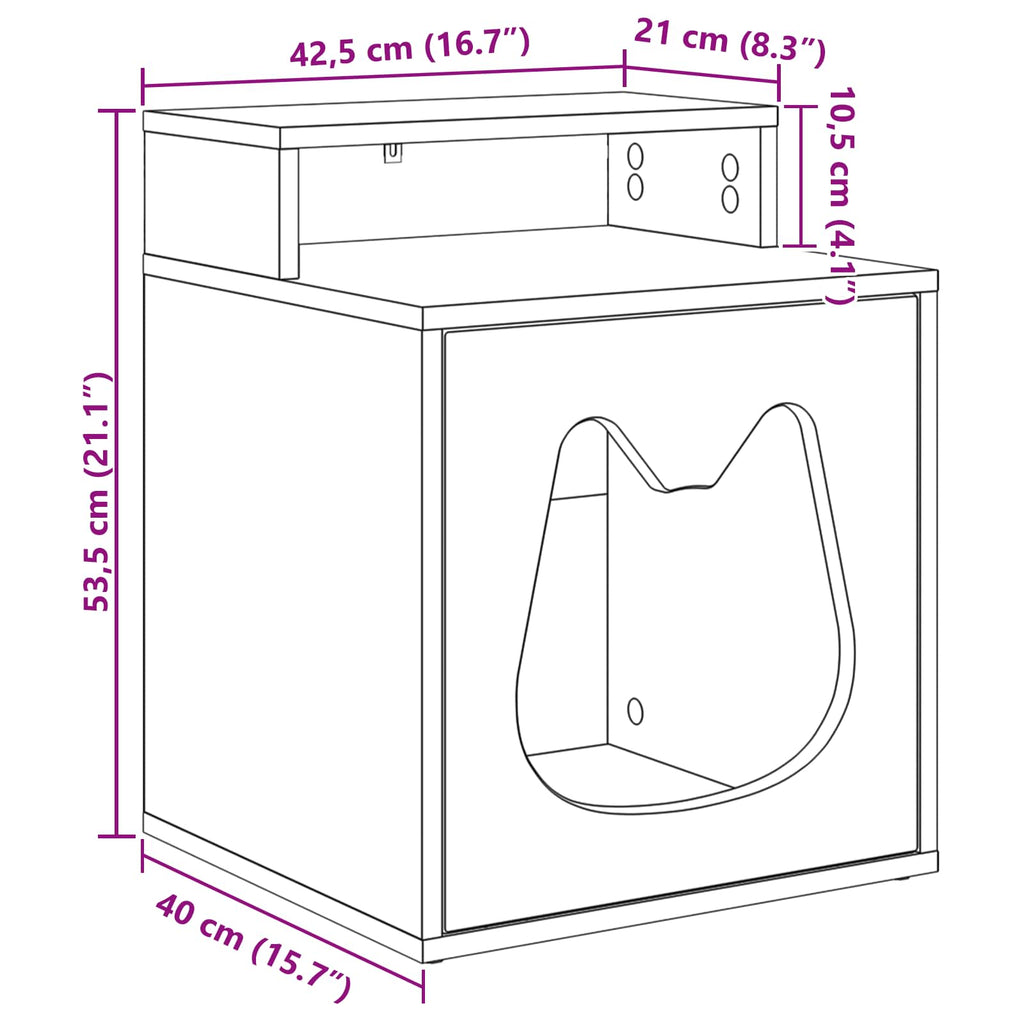 Kat Hus Gloss Hvid 42,5 x 40 x 53,5 cm Konstrueret træ