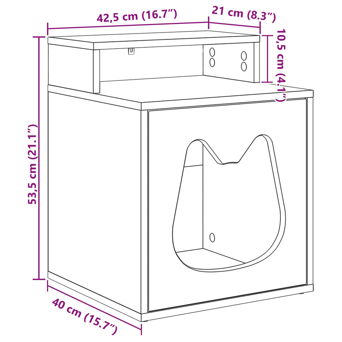 Kat Hus Gloss Hvid 42,5 x 40 x 53,5 cm Konstrueret træ