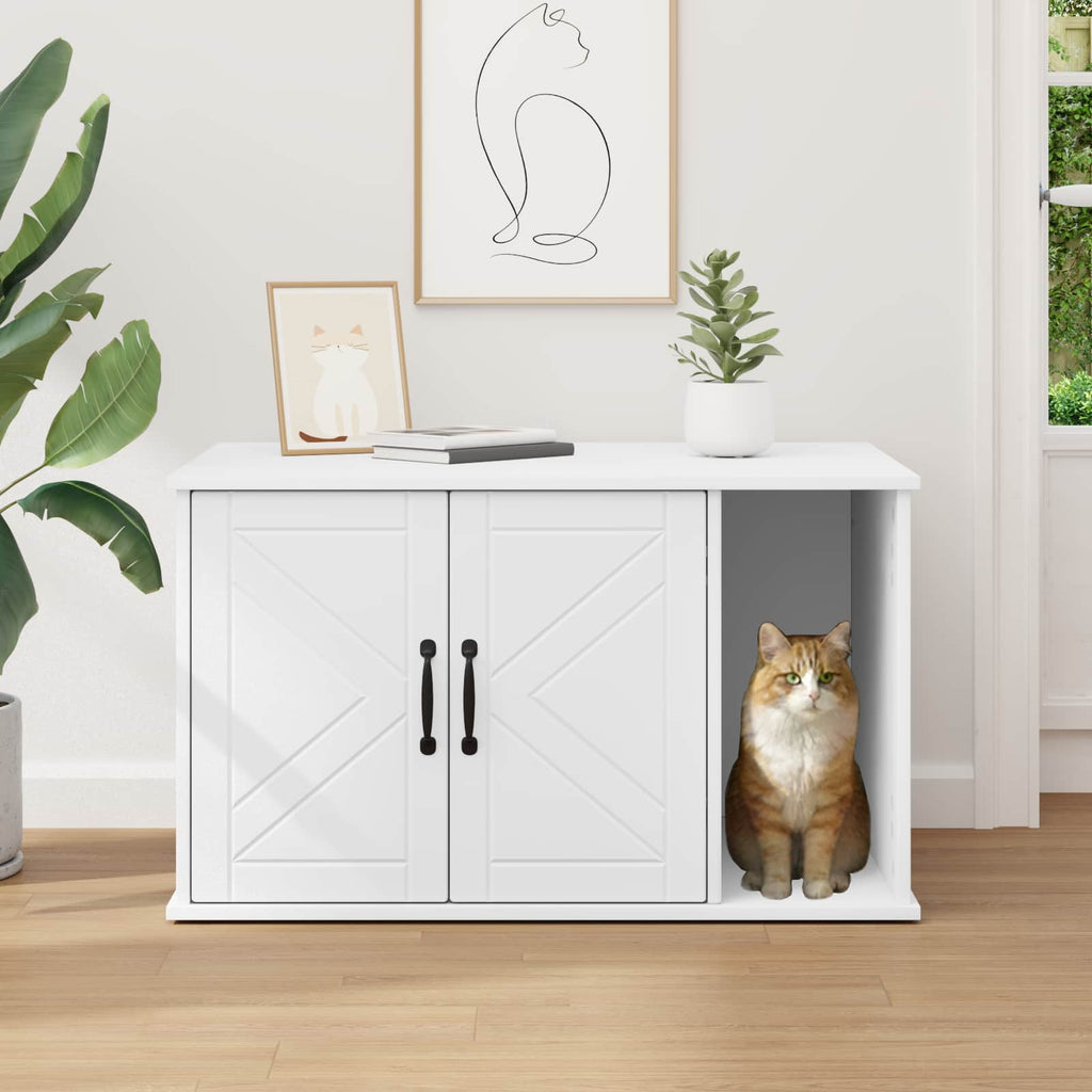 Kat Hus Hvid 85 x 55 x 50,5 cm Konstrueret træ