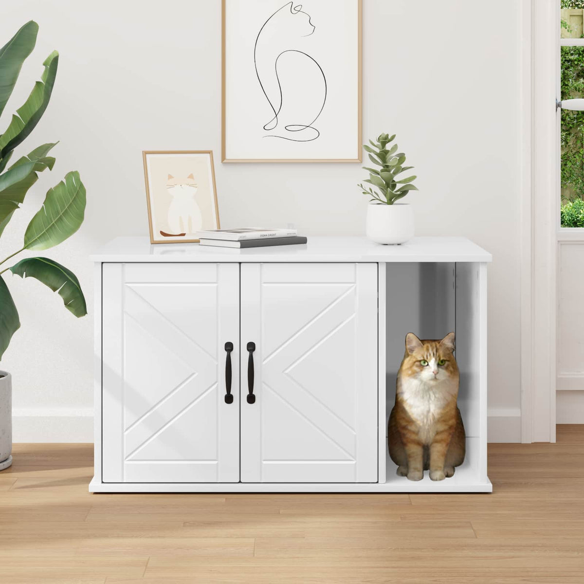 Kat Hus Gloss Hvid 85 x 55 x 50,5 cm Konstrueret træ