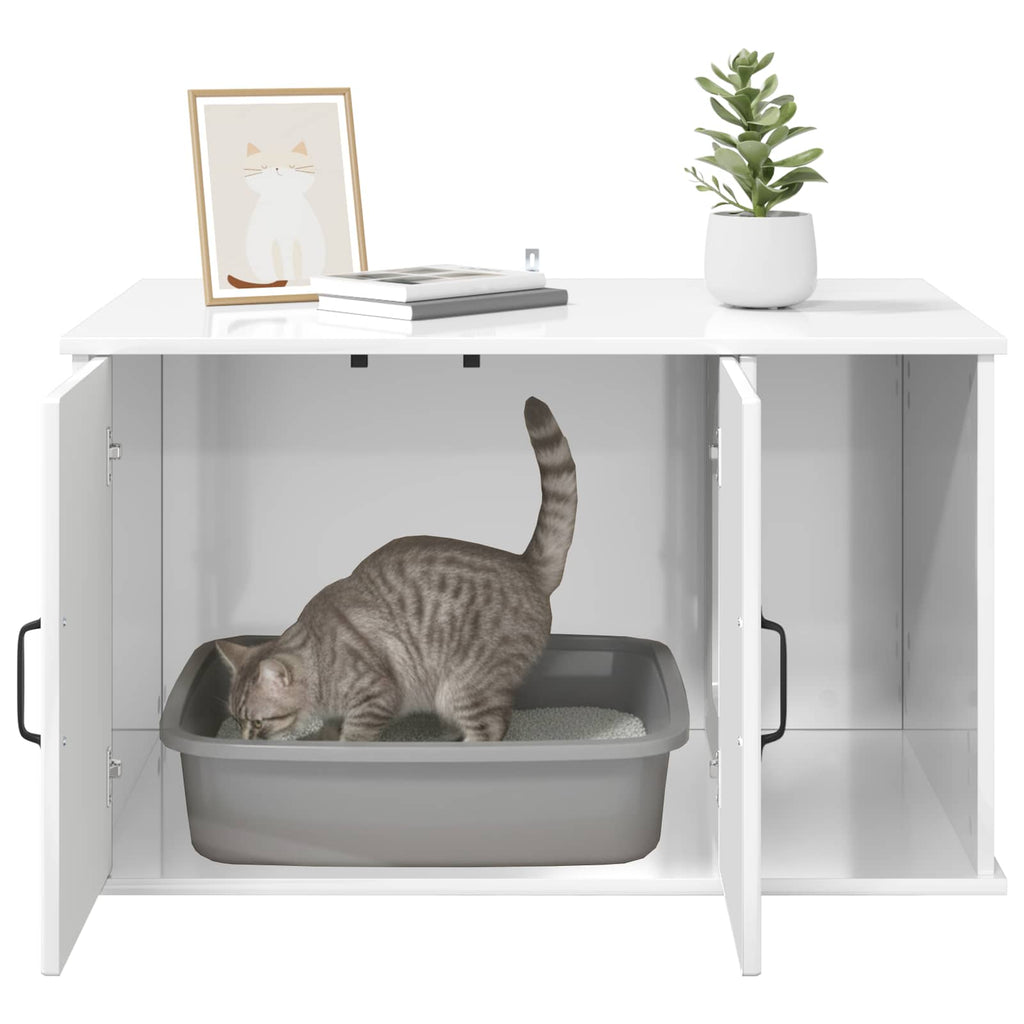 Kat Hus Gloss Hvid 85 x 55 x 50,5 cm Konstrueret træ