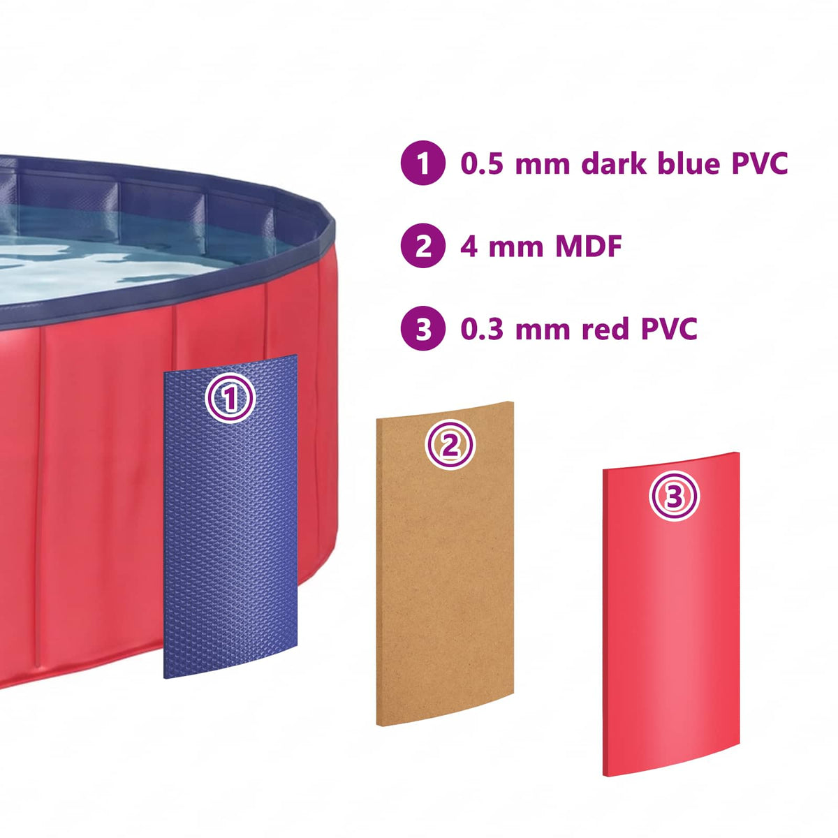 Hund Pool Ø200 x 30 cm Tykt PVC Rød