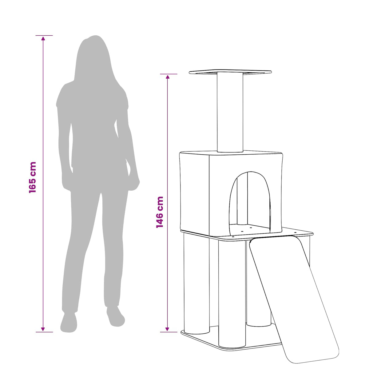 Kattetræ med sisal klatreposter Mørkegrå 146 cm